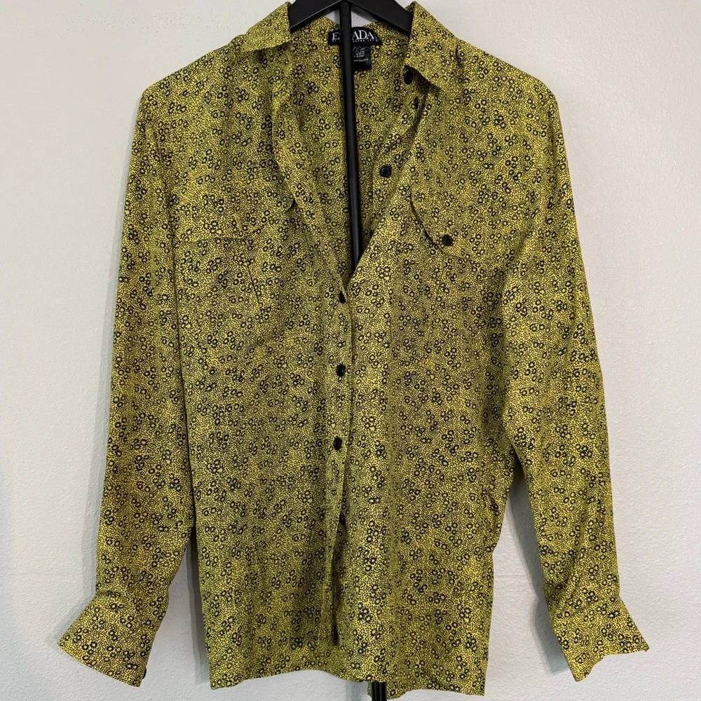 Escada Margaretha Ley Floral Blouse Button Down Designer Luxury Women Size 6 - Picture 4 of 10